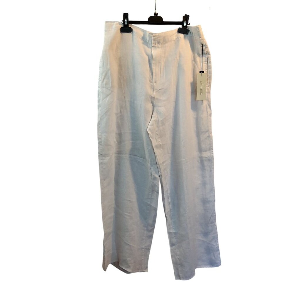 Rachel Zoe Womens Elegant White Color 100%  Linen Pants Size L Wide Leg